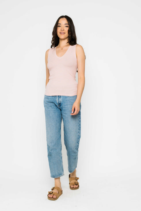 Joelle-Textured Vee Neck Tank